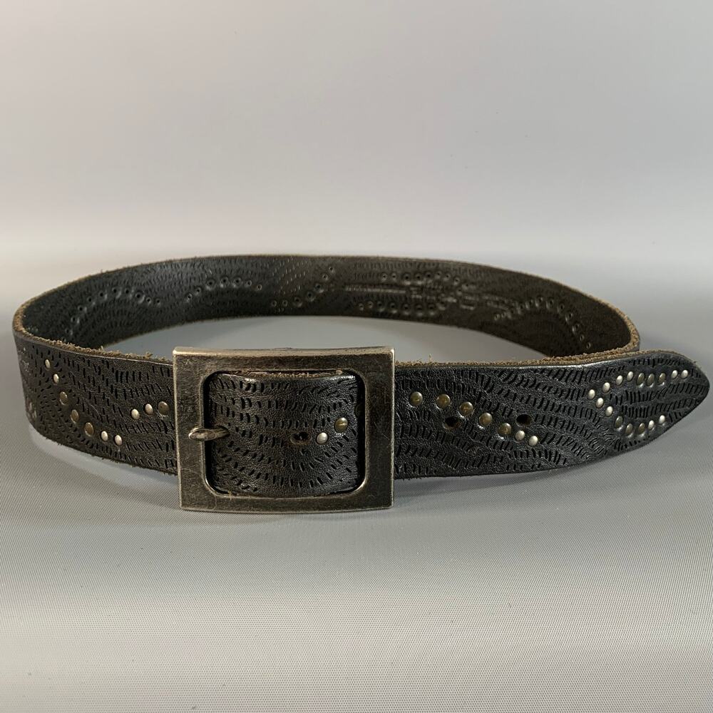 BRAVE Size 38 Brown Dark Metallic Perforated Leather Belt